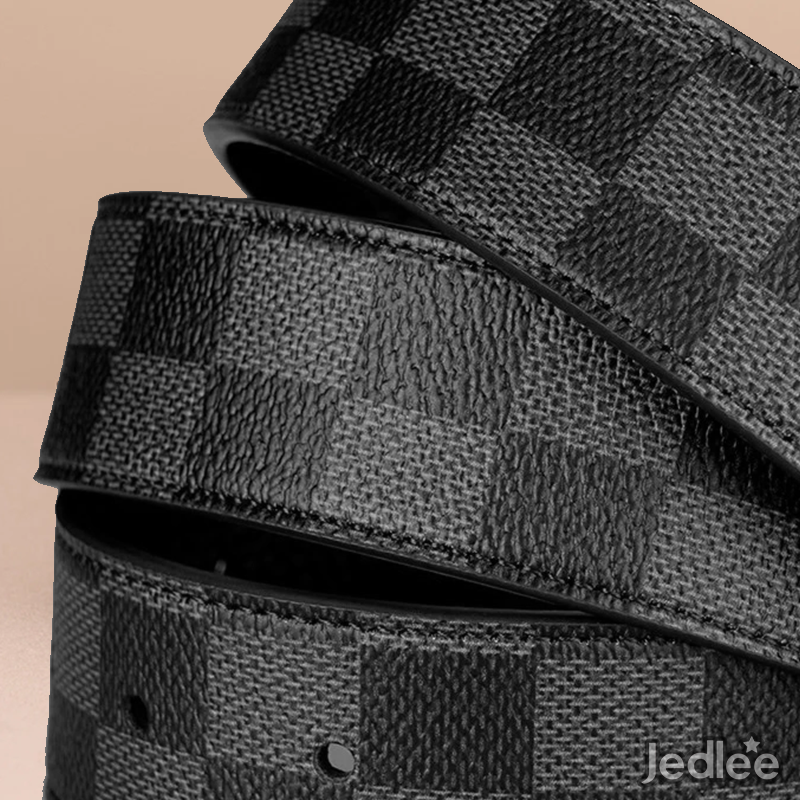 Trendy Versatile Genuine Checked Leather Belt = Alloy Pin Buckle