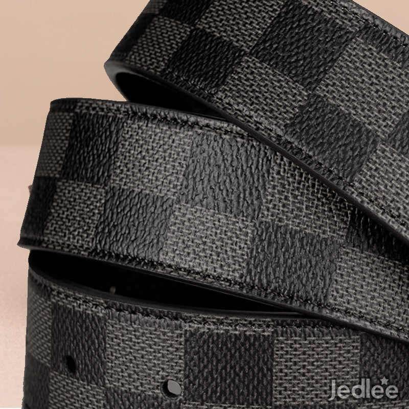 Trendy Versatile Genuine Checked Leather Belt = Alloy Pin Buckle