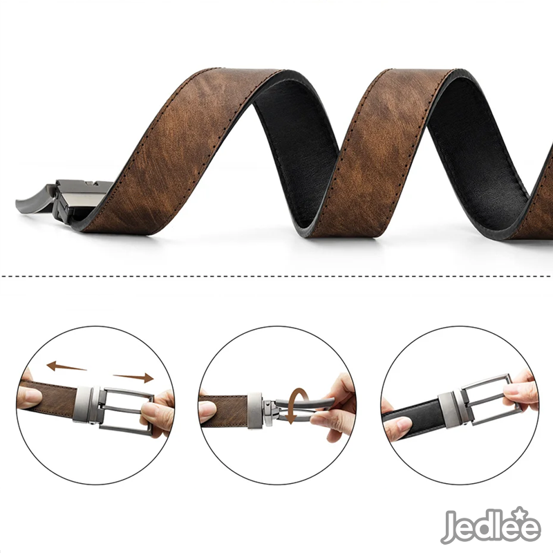 2 in 1 Excellent Versatile Reversible Leather Belt Strap - Classic Pin Buckle