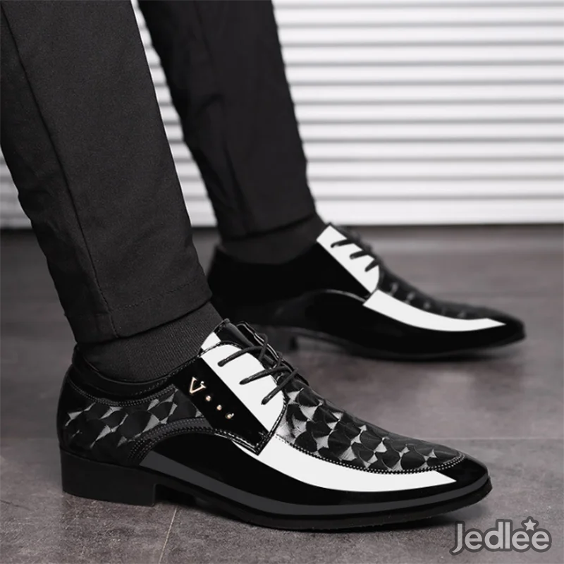 Trendy Italian Patent Leather Shoes for Men - Sleek Lace-Up Derby Shoes