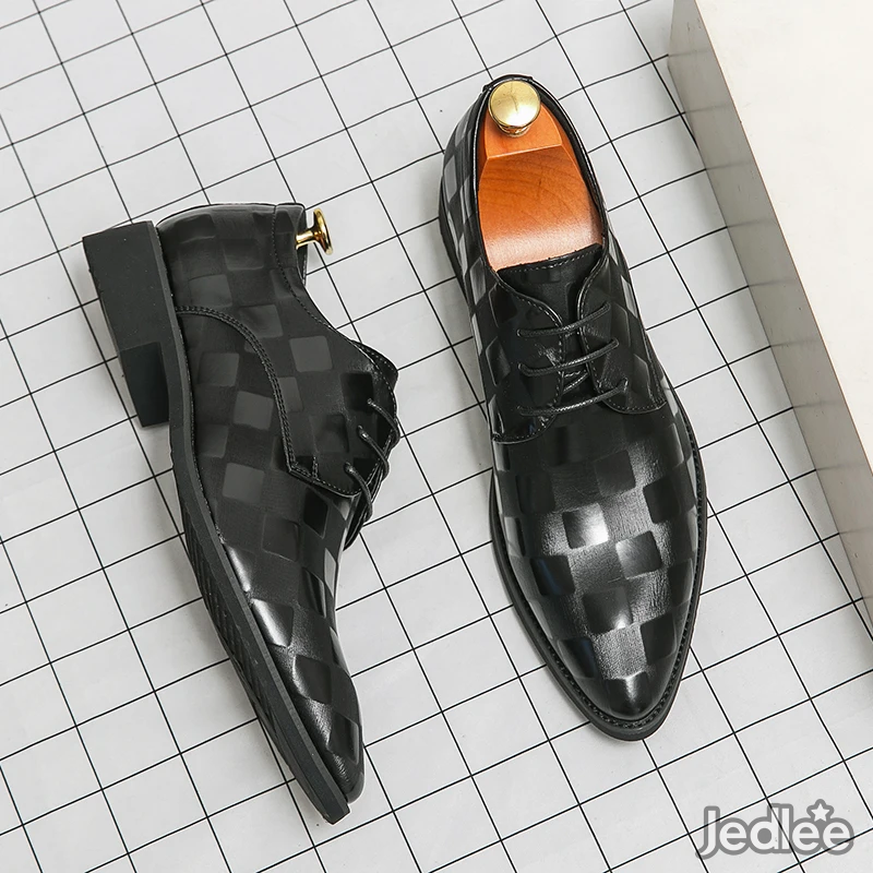 Refined Italian Patent Leather Derby Shoes for Men - Stylish Lace-Up Shoes