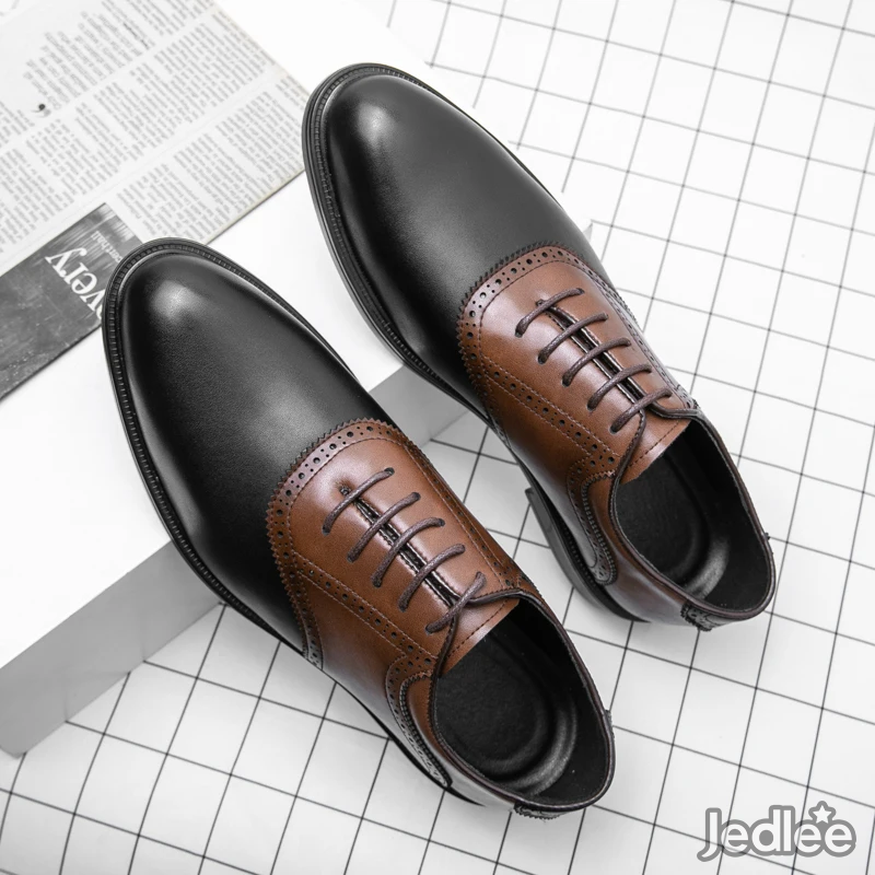 Stylish Oxfords Two-Tone Spectators Italian Patent Brogue Leather Shoes