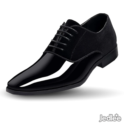Luxurious Italian Patent Leather and Suede Shoes - Exude Elegance in Lace-Up Oxfords