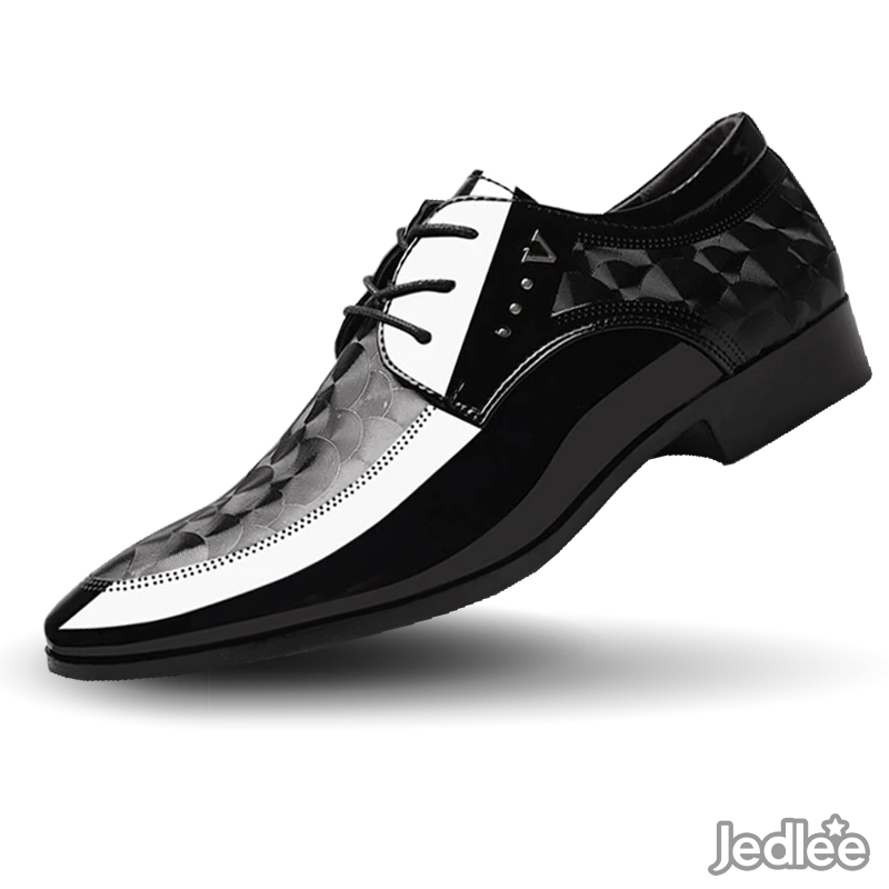 Trendy Italian Patent Leather Shoes for Men - Sleek Lace-Up Derby Shoes