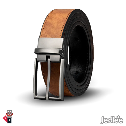 2 in 1 Excellent Versatile Reversible Leather Belt Strap - Classic Pin Buckle
