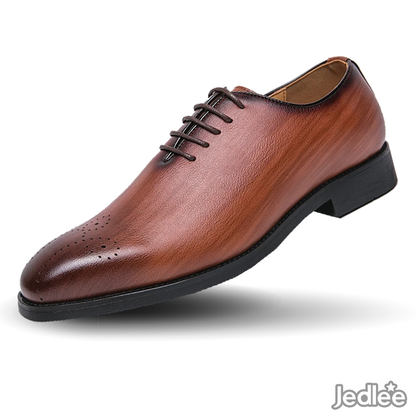 Elegant Whole-Cut Leather Oxfords for Men - Italian Style