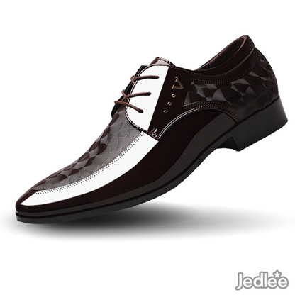 Trendy Italian Patent Leather Shoes for Men - Sleek Lace-Up Derby Shoes