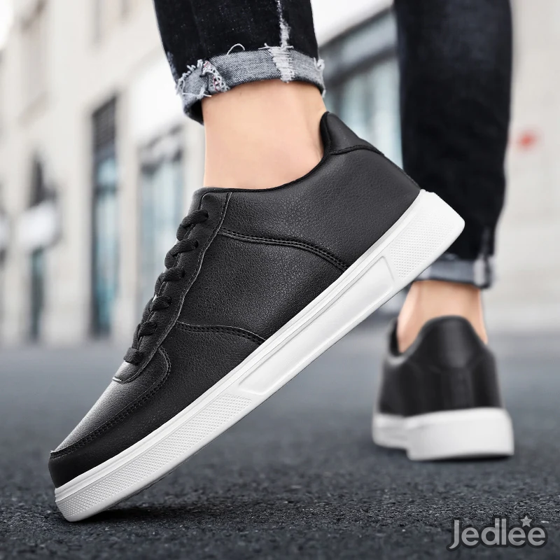 Elegant and Sleek Leather Sneakers - Fashionable and Comfortable