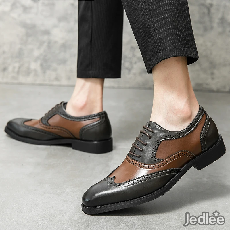 Fashion Classic Leather Oxford Spectators - Men's Luxury Footwear