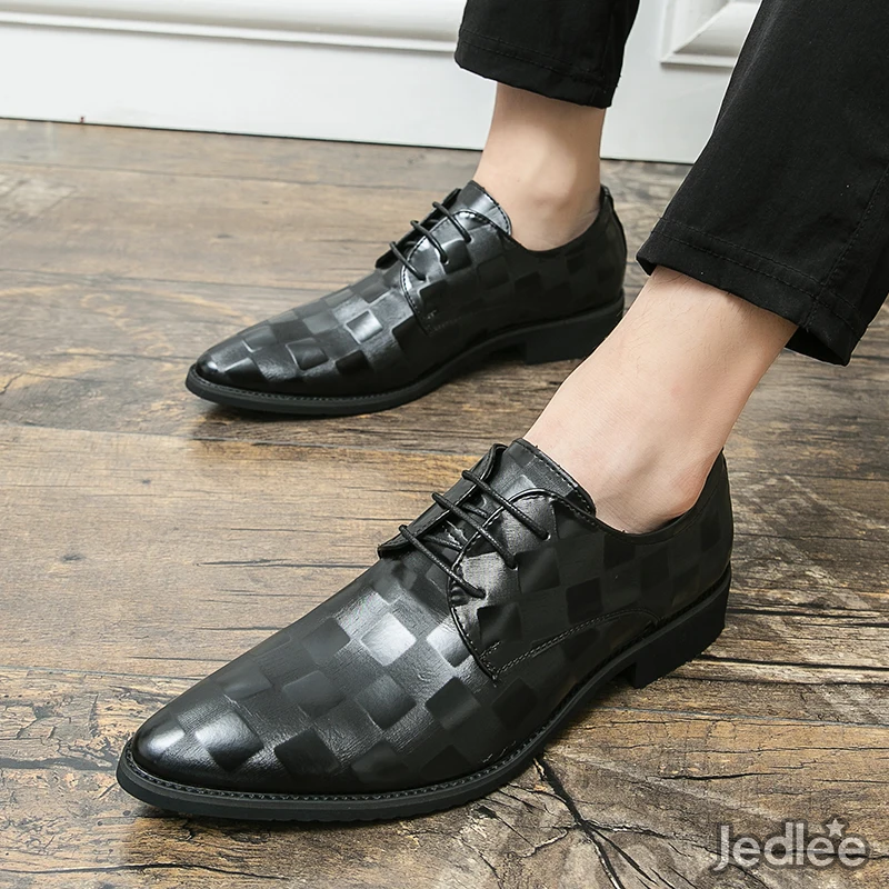 Refined Italian Patent Leather Derby Shoes for Men - Stylish Lace-Up Shoes