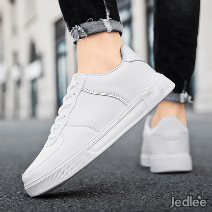 Elegant and Sleek Leather Sneakers - Fashionable and Comfortable
