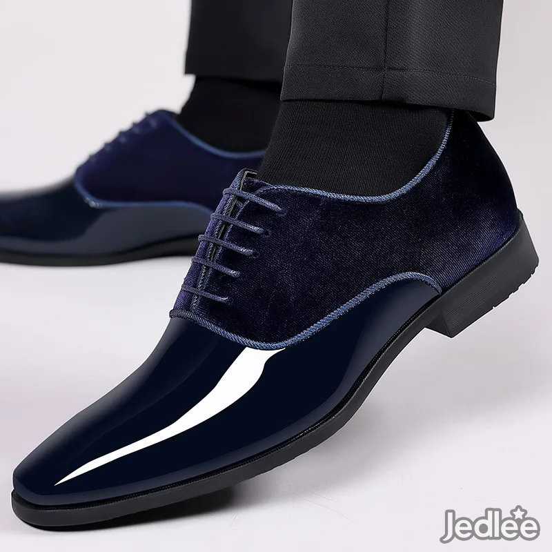 Luxurious Italian Patent  Leather and Suede Shoes - Exude Elegance in Lace-Up Oxfords