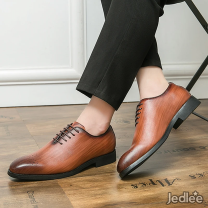 Elegant Whole-Cut Leather Oxfords for Men - Italian Style