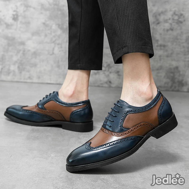 Fashion Classic Leather Oxford Spectators - Men's Luxury Footwear