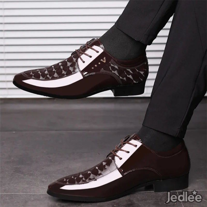 Trendy Italian Patent Leather Shoes for Men - Sleek Lace-Up Derby Shoes