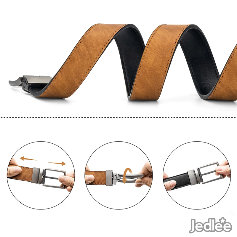 2 in 1 Excellent Versatile Reversible Leather Belt Strap - Classic Pin Buckle
