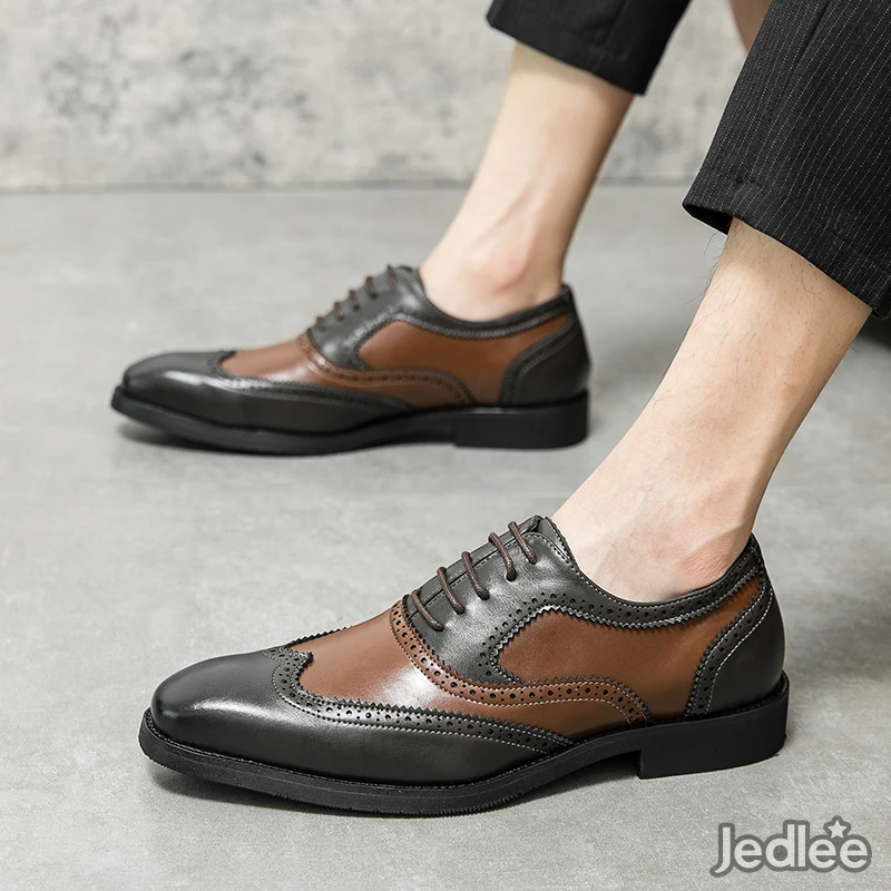 Fashion Classic Leather Oxford Spectators - Men's Luxury Footwear