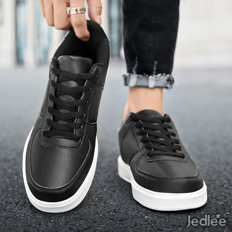 Elegant and Sleek Leather Sneakers - Fashionable and Comfortable