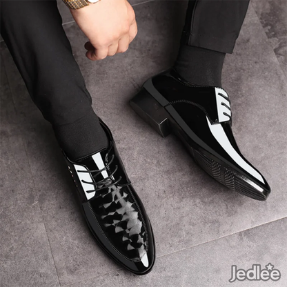 Trendy Italian Patent Leather Shoes for Men - Sleek Lace-Up Derby Shoes