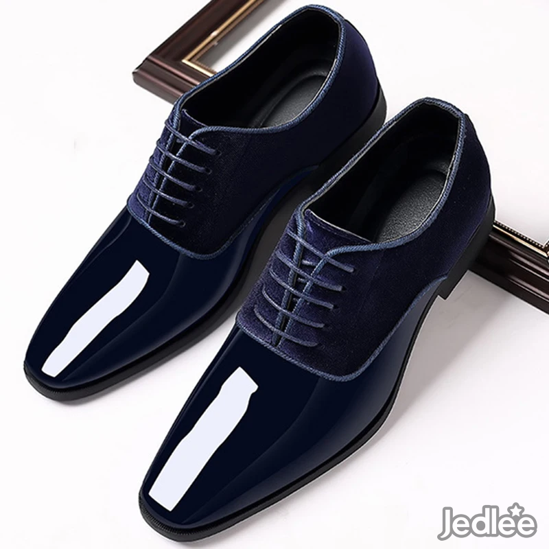Luxurious Italian Patent  Leather and Suede Shoes - Exude Elegance in Lace-Up Oxfords