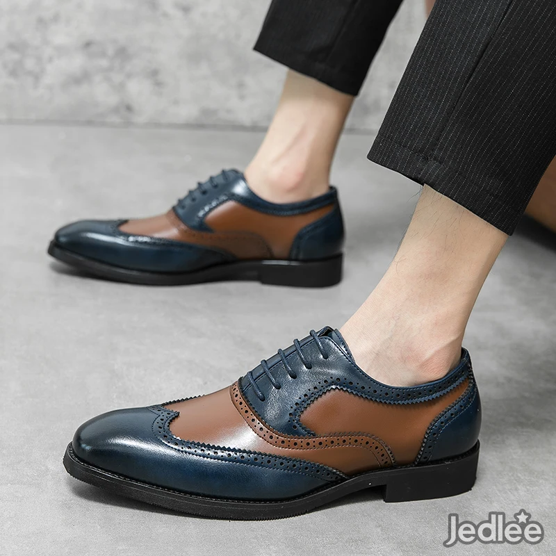 Fashion Classic Leather Oxford Spectators - Men's Luxury Footwear