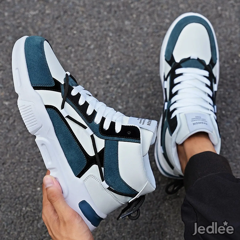 Double Shoelaces High-top Shoes - Unique Design for Fashion-forward Individuals