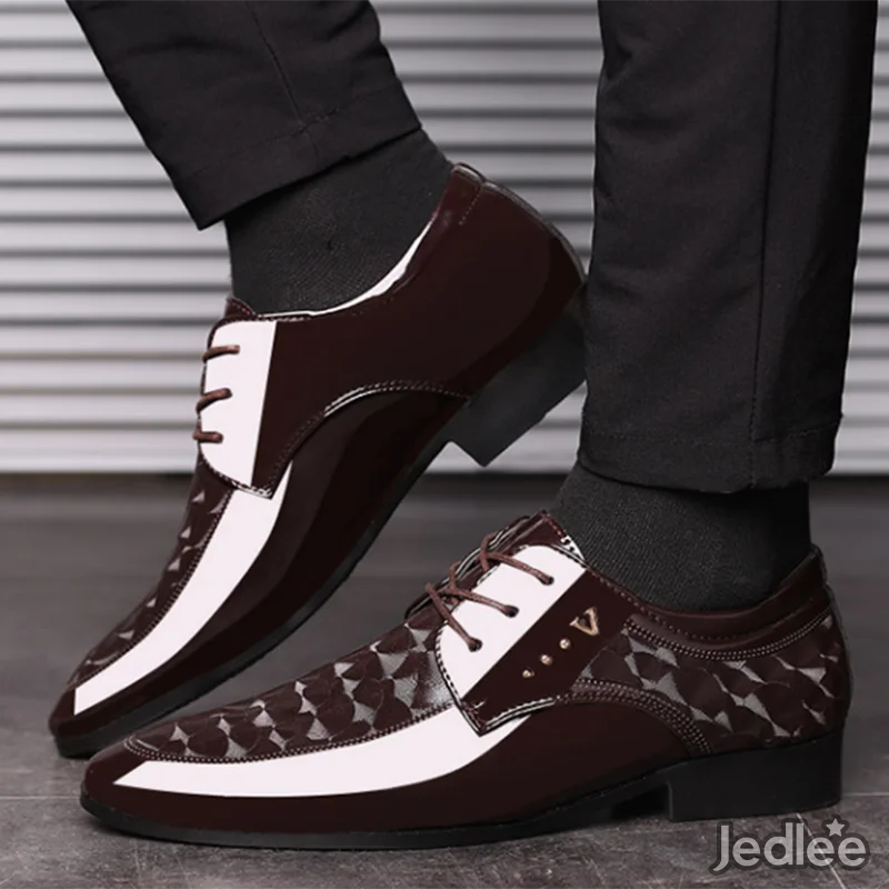 Trendy Italian Patent Leather Shoes for Men - Sleek Lace-Up Derby Shoes