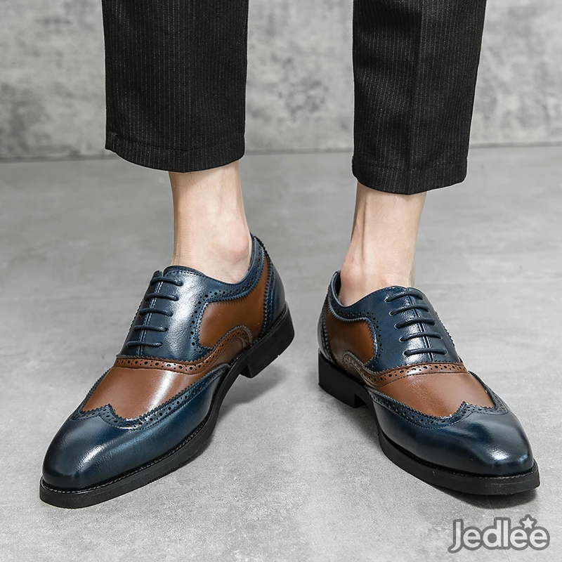 Fashion Classic Leather Oxford Spectators - Men's Luxury Footwear
