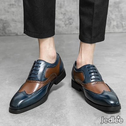 Fashion Classic Leather Oxford Spectators - Men's Luxury Footwear