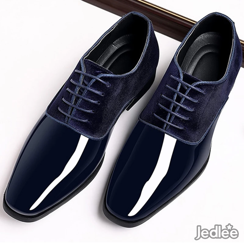 Luxurious Italian Patent  Leather and Suede Shoes - Exude Elegance in Lace-Up Oxfords