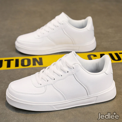 Elegant and Sleek Leather Sneakers - Fashionable and Comfortable