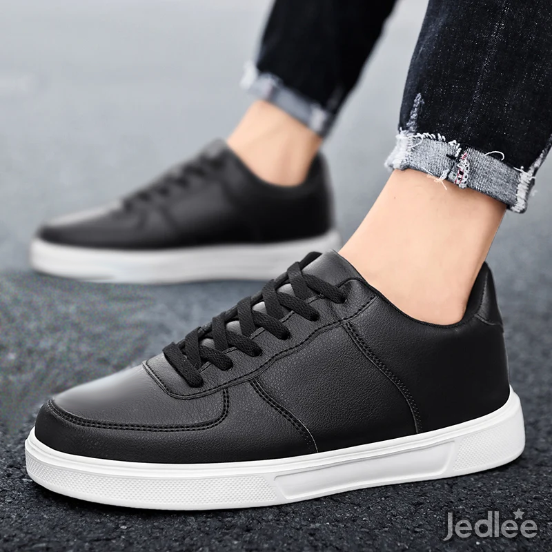 Elegant and Sleek Leather Sneakers - Fashionable and Comfortable