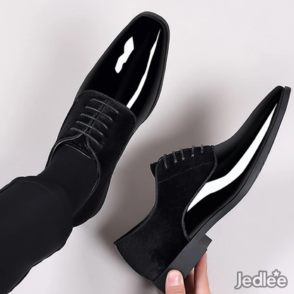 Luxurious Italian Patent Leather and Suede Shoes - Exude Elegance in Lace-Up Oxfords