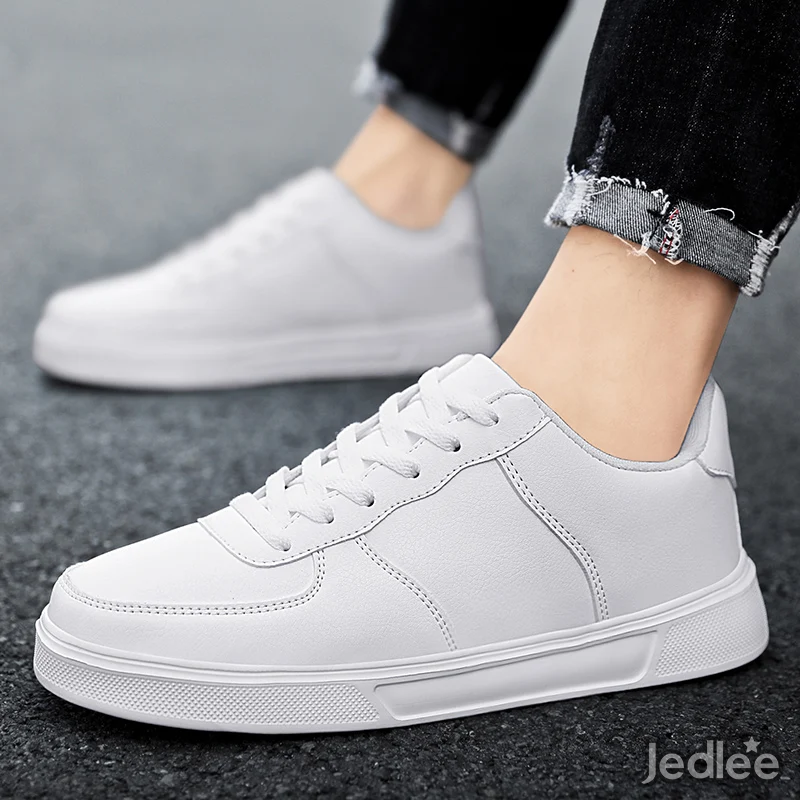 Elegant and Sleek Leather Sneakers - Fashionable and Comfortable