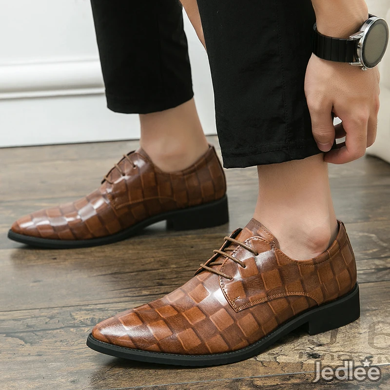 Refined Italian Patent Leather Derby Shoes for Men - Stylish Lace-Up Shoes