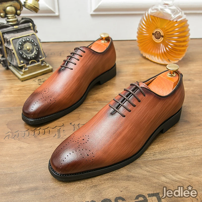 Elegant Whole-Cut Leather Oxfords for Men - Italian Style