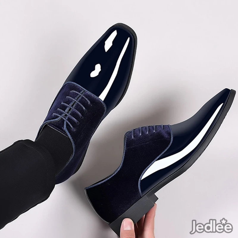 Luxurious Italian Patent  Leather and Suede Shoes - Exude Elegance in Lace-Up Oxfords