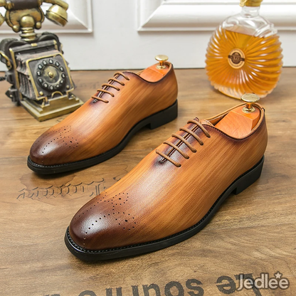Elegant Whole-Cut Leather Oxfords for Men - Italian Style