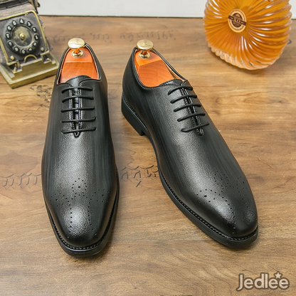 Elegant Whole-Cut Leather Oxfords for Men - Italian Style