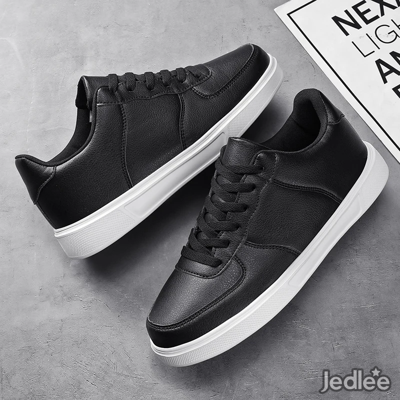 Elegant and Sleek Leather Sneakers - Fashionable and Comfortable