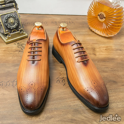 Elegant Whole-Cut Leather Oxfords for Men - Italian Style