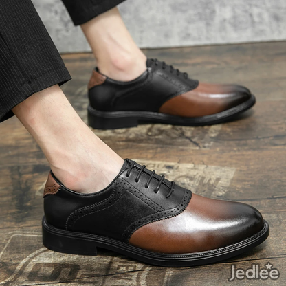 Stylish Oxfords Two-Tone Spectators Italian Patent Brogue Leather Shoes