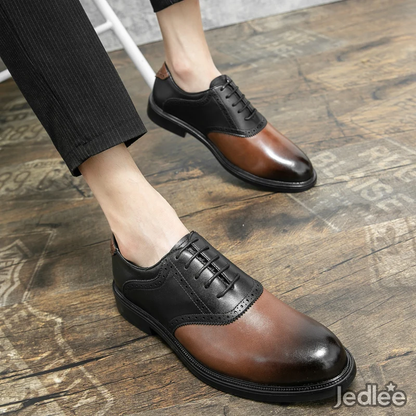 Stylish Oxfords Two-Tone Spectators Italian Patent Brogue Leather Shoes