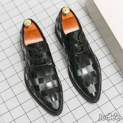 Refined Italian Patent Leather Derby Shoes for Men - Stylish Lace-Up Shoes