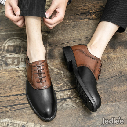 Stylish Oxfords Two-Tone Spectators Italian Patent Brogue Leather Shoes