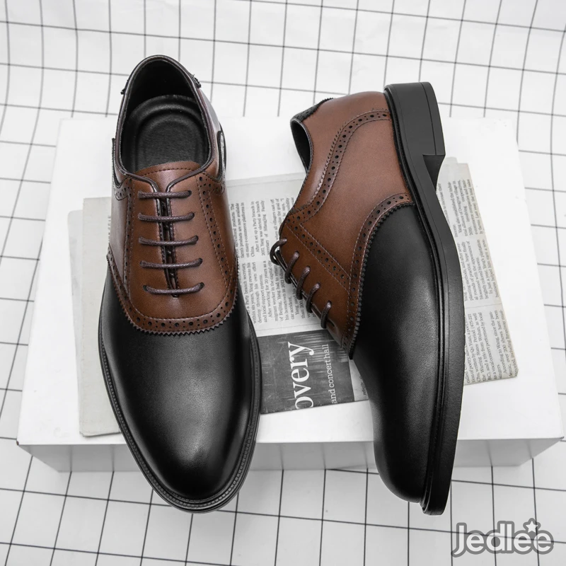 Stylish Oxfords Two-Tone Spectators Italian Patent Brogue Leather Shoes