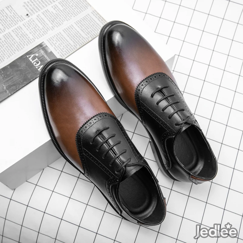 Stylish Oxfords Two-Tone Spectators Italian Patent Brogue Leather Shoes